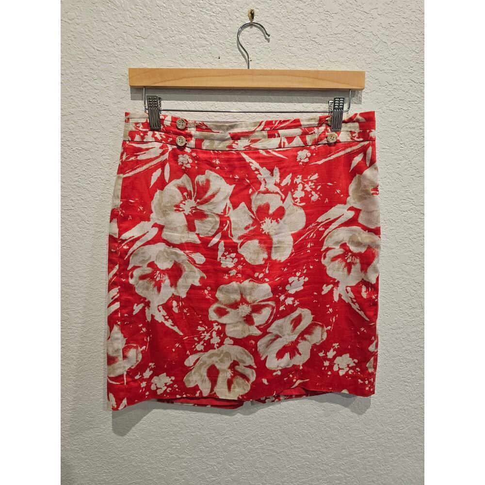 Loft red tropical skirt sz 6p